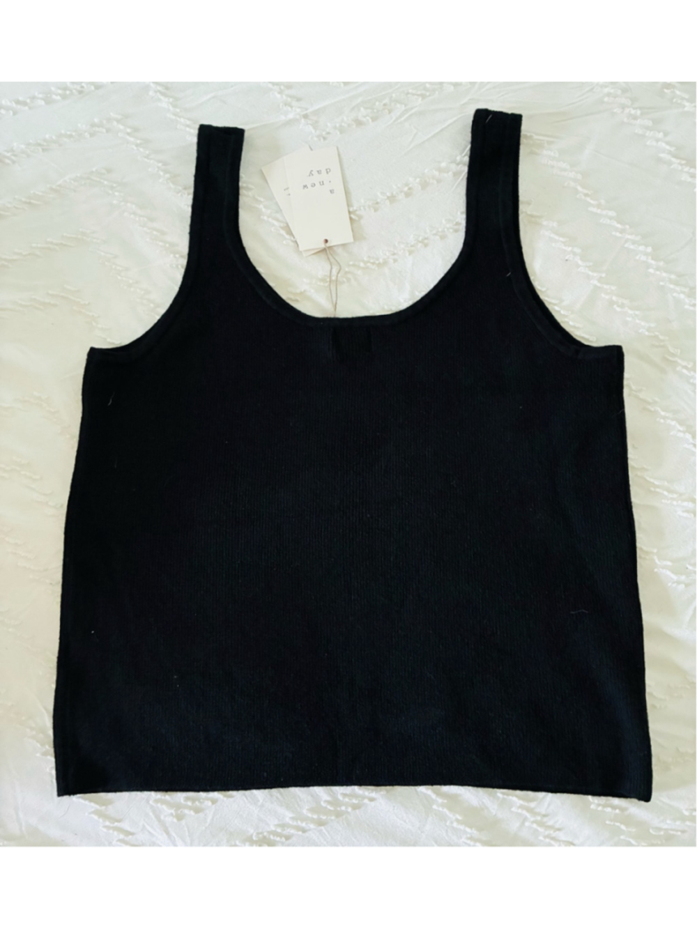 A New Day Black Ribbed Tank Top women Size XL cashmere